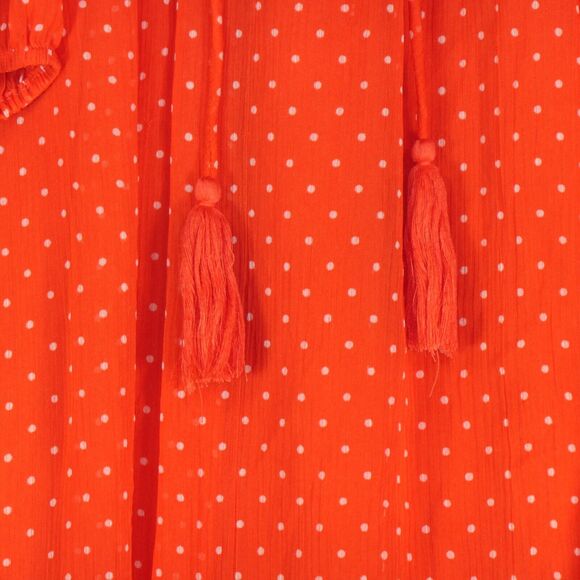 Vero Moda Orange Dress Womens Medium Sheer Sleeves Smocked Waist Lightweight - Picture 5 of 13